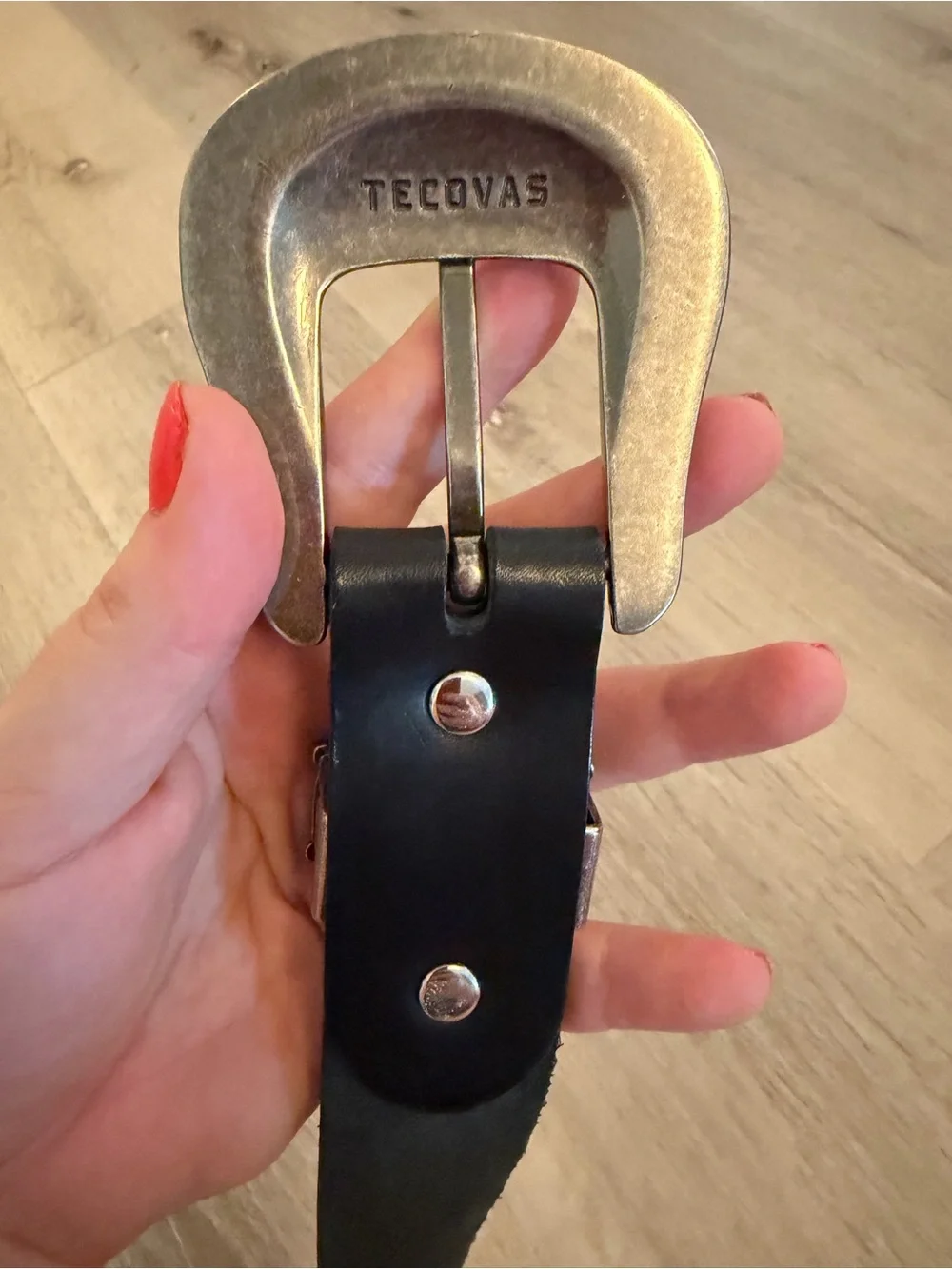 Women’s Tecovas Black Leather Western Threw Piece Belt - Size XL